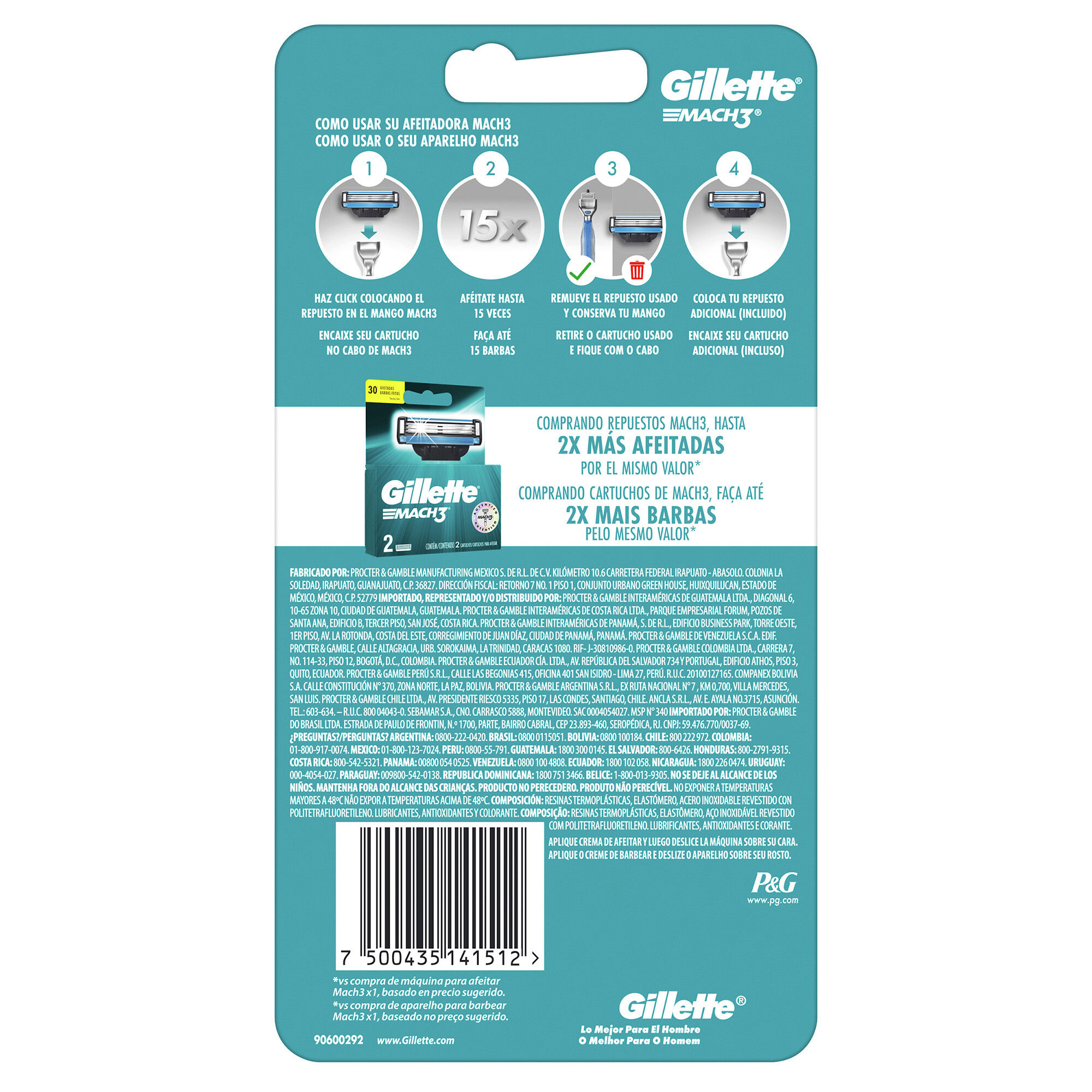 Maquina + Cartucho Aquagrip Reg Gillette 2.0 Pza