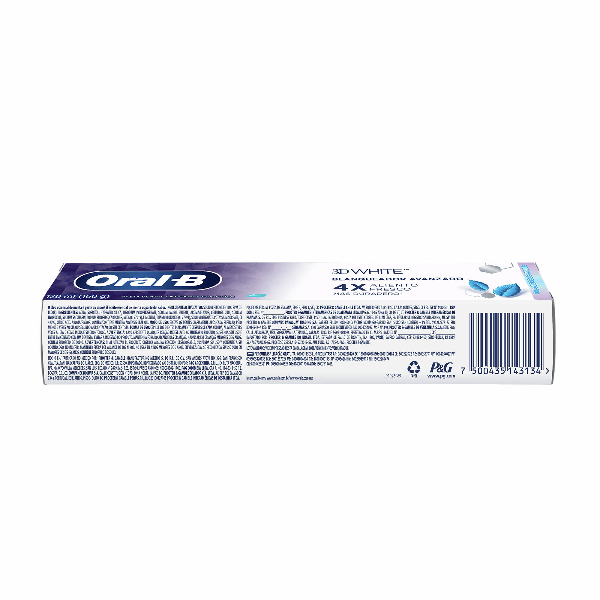 Crema Dental 3d Glamorous White Oral B 120.0 Ml