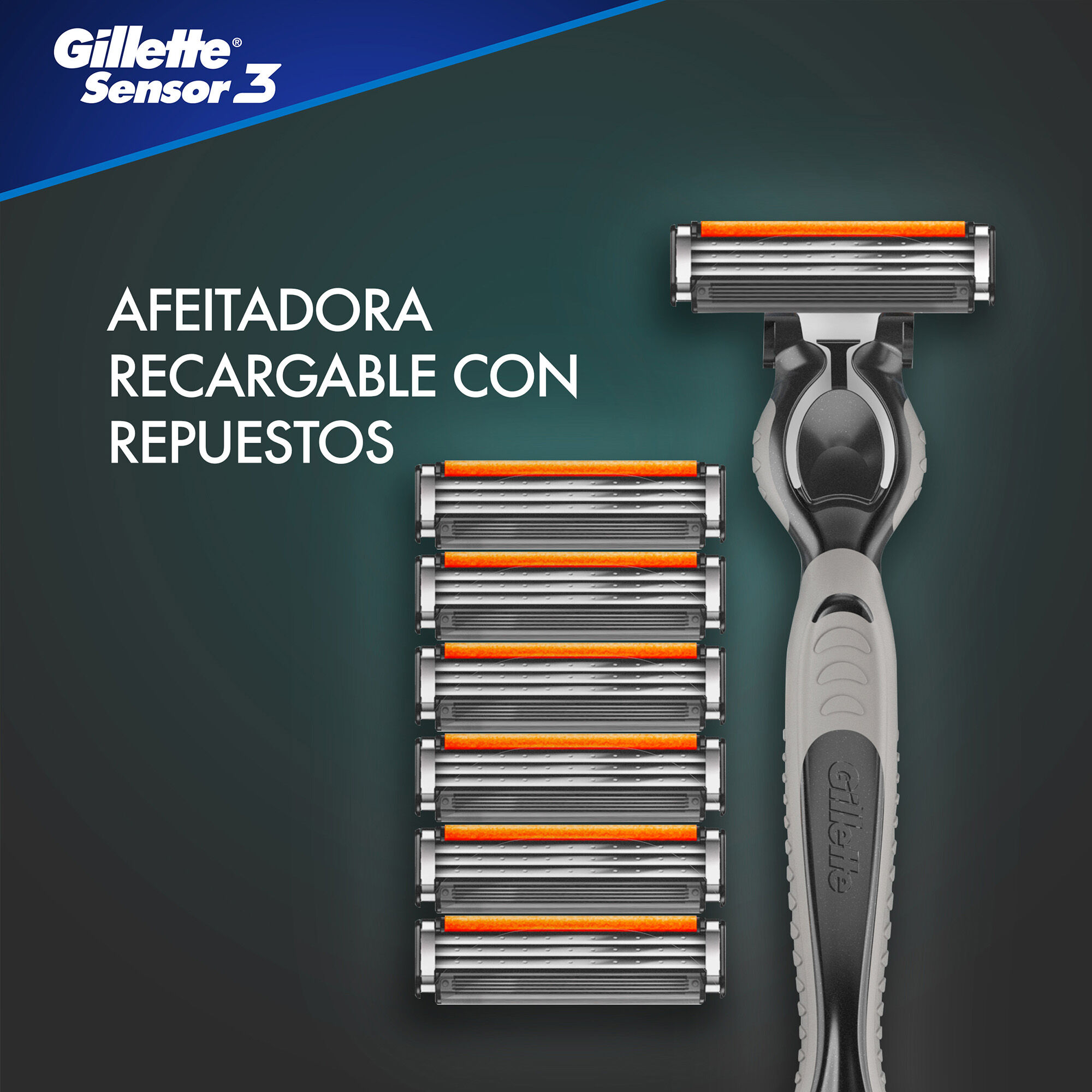 Maquina Sensor 3 + 3 Cartuchos Gillette 2.0 Pza