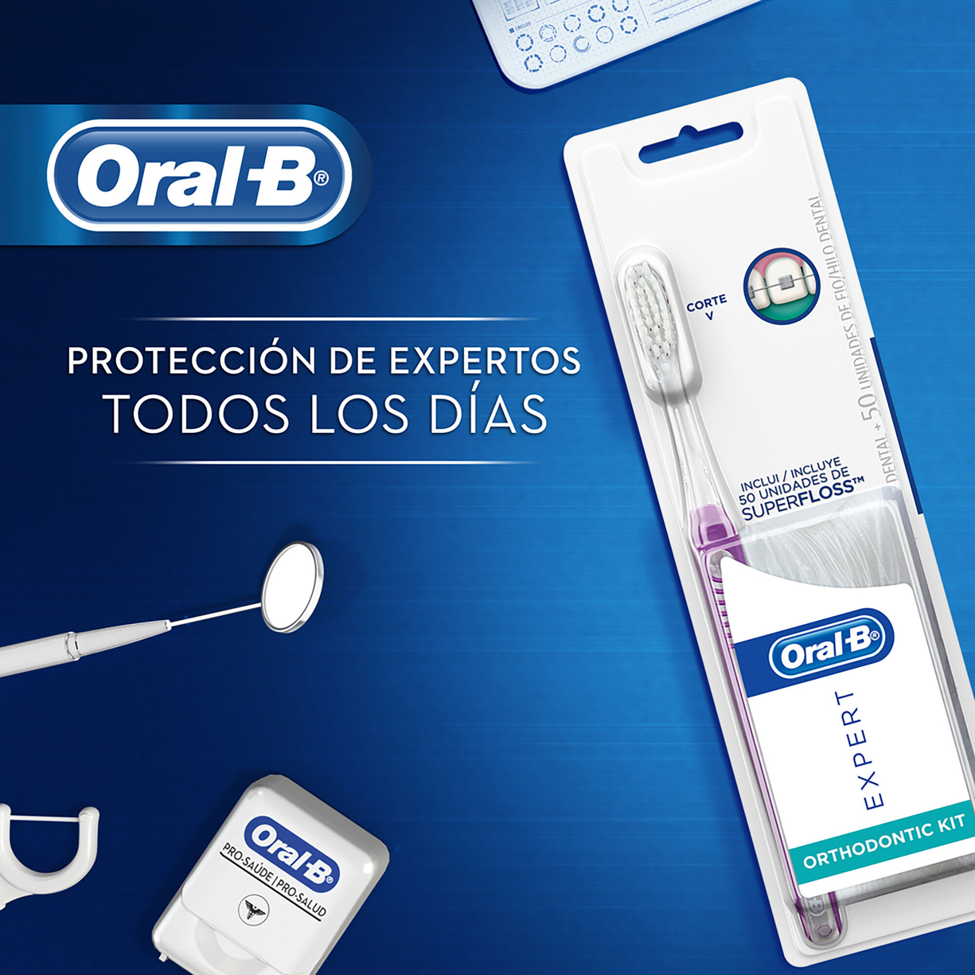 Kit Orthodontic Mas 50 Superfloss Oral B Expert 1.0 Pza