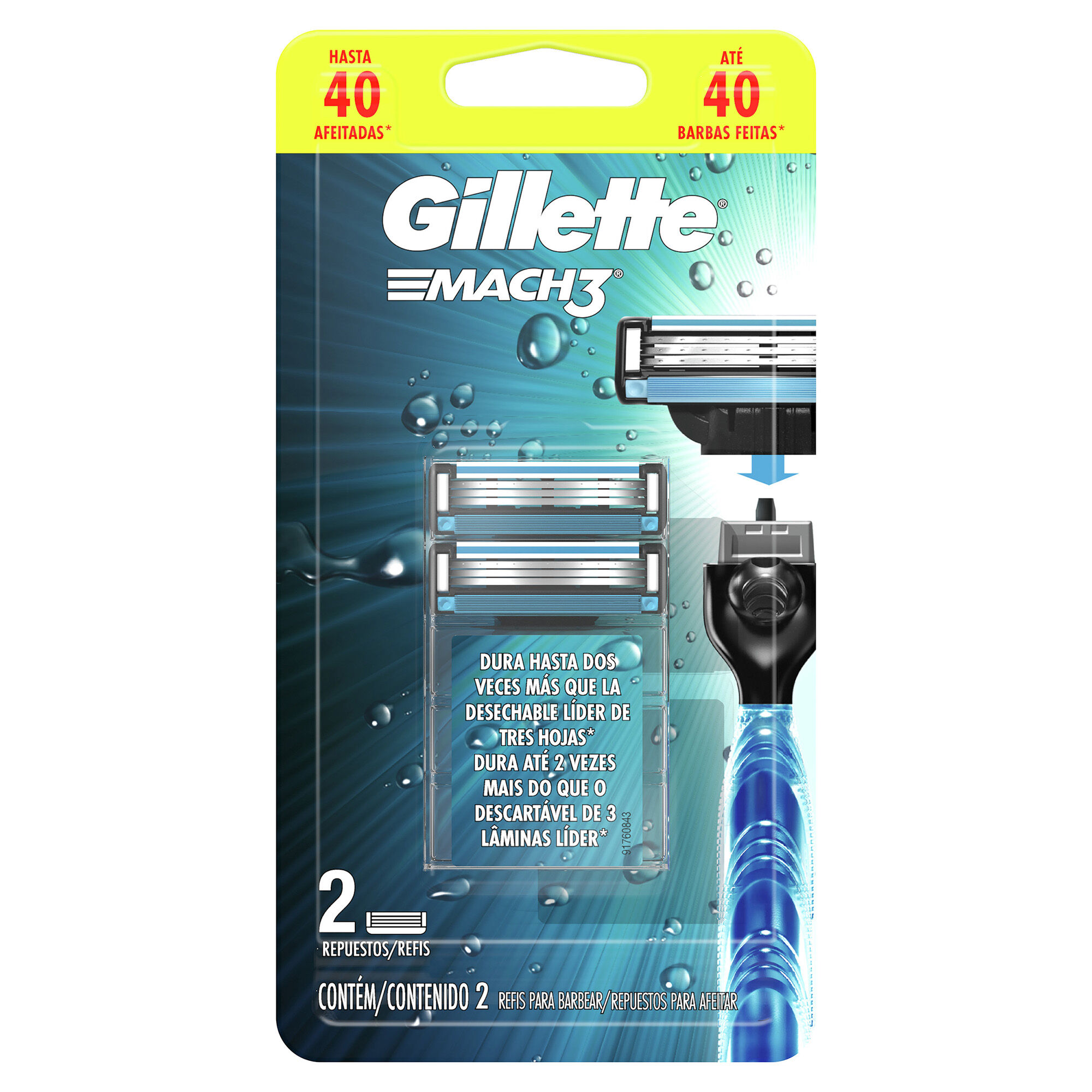 Cartucho M3 Base Aquagrip 2ct Gillette 2.0 Pza