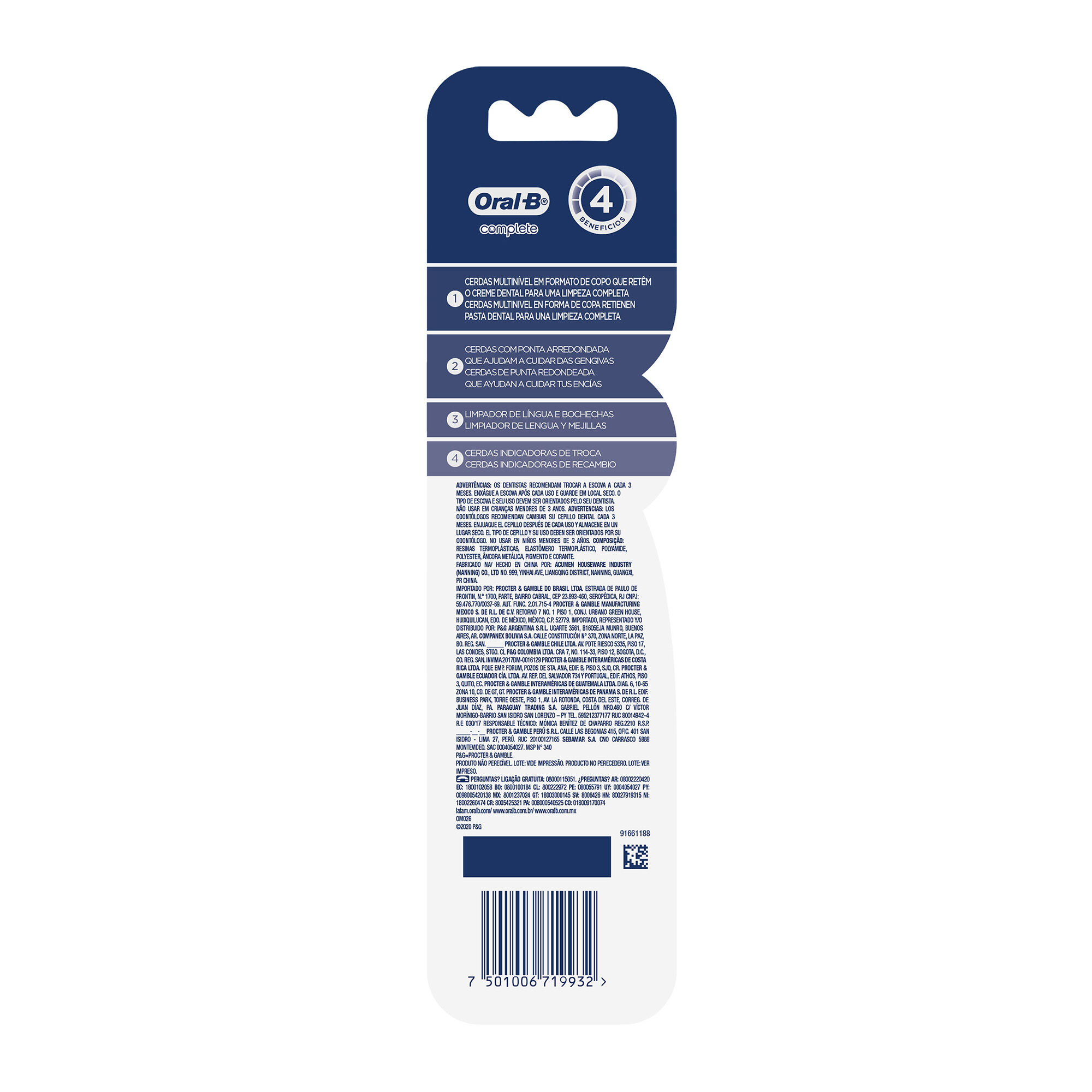 Cepillo Dental 2 Pack Complete 40 Med Oral B 2.0 Pza