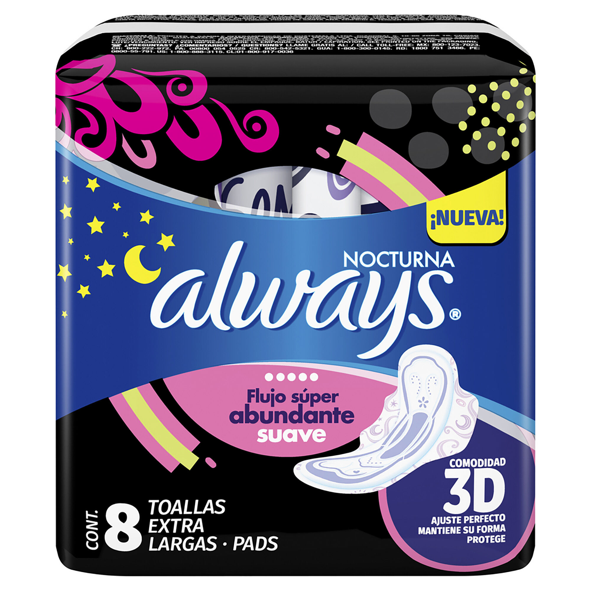 Toalla Fem Noche Suave Con Alas Always 8.0 Pza