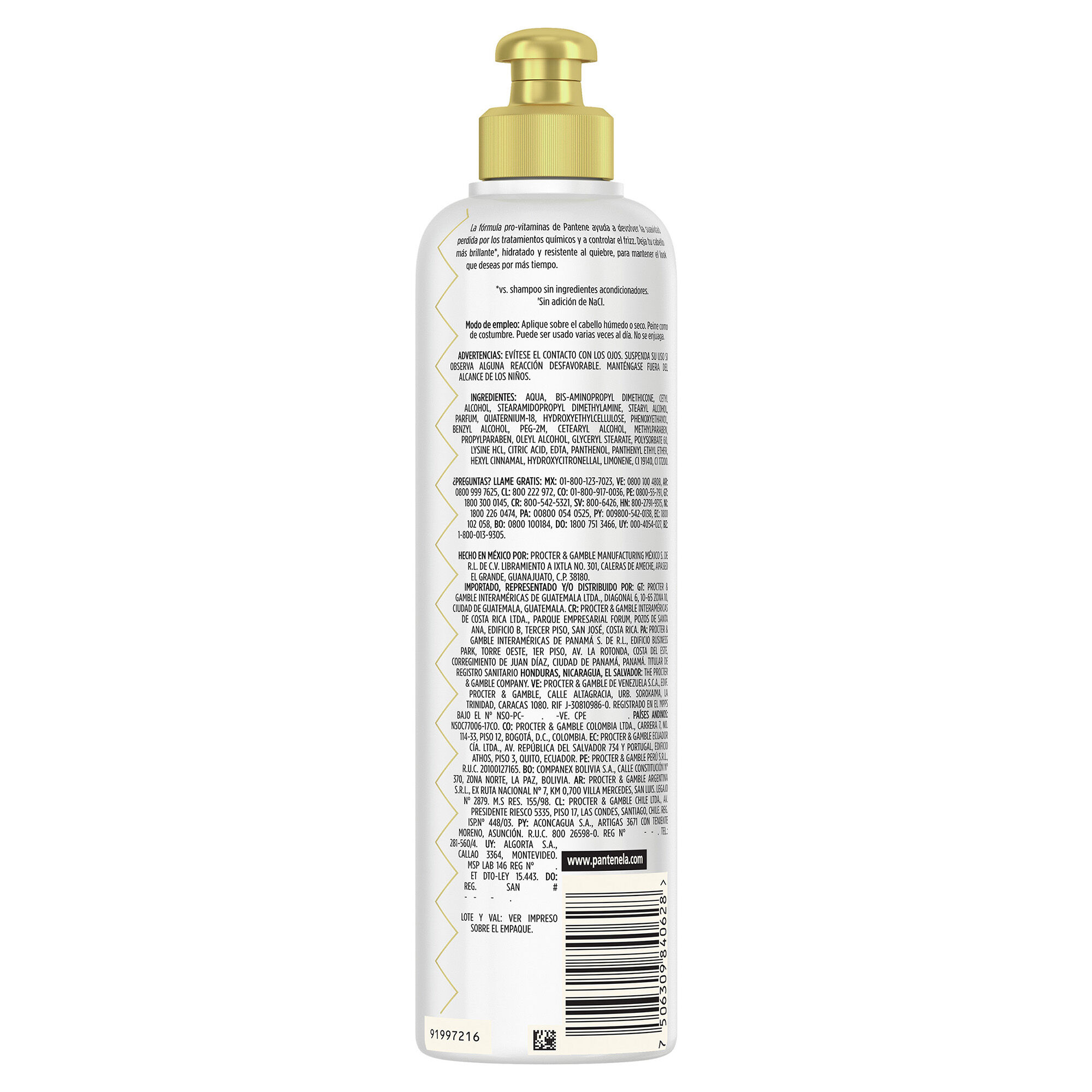 Crema Peinar Anti Frizz Pantene 300.0 Ml