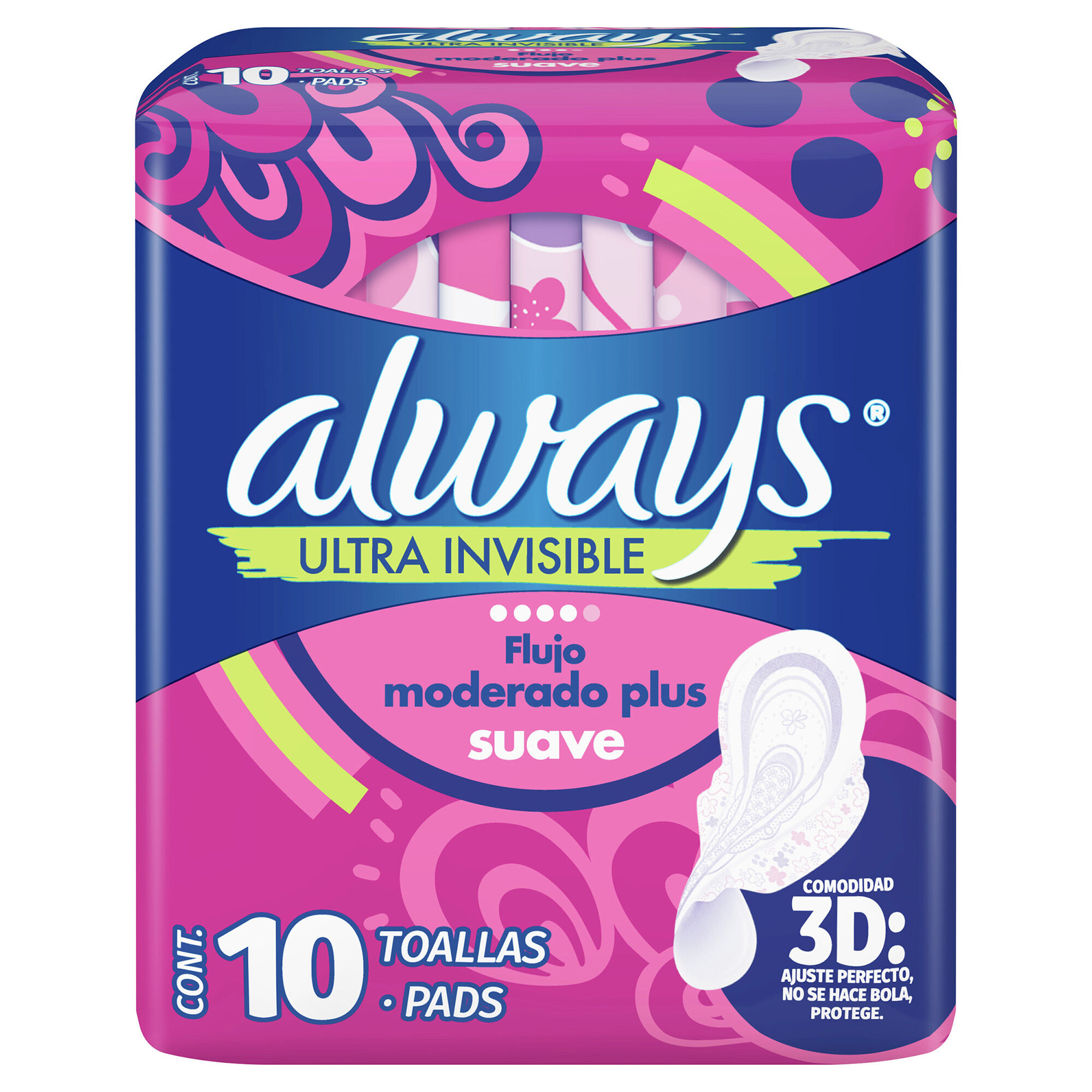 Toalla Femenina Con Alas Dia Suave Always 10.0 Pza
