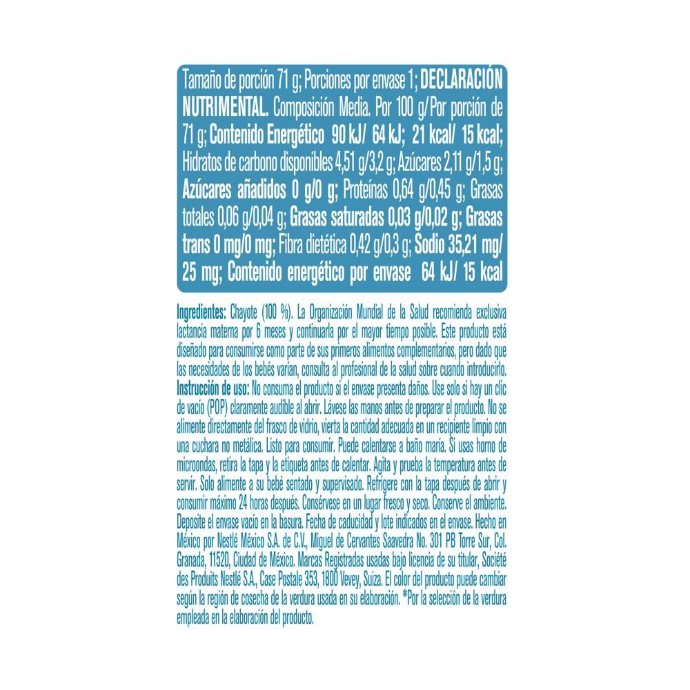 Papilla Chayote Eta 1 Gerber 71.0 Gr