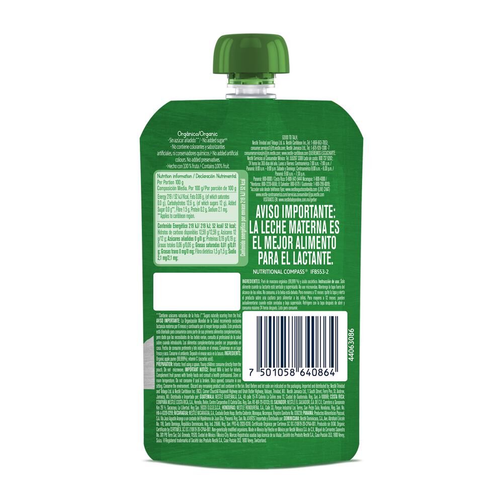 Pouch Organico Manzana Gerber 100.0 Gr
