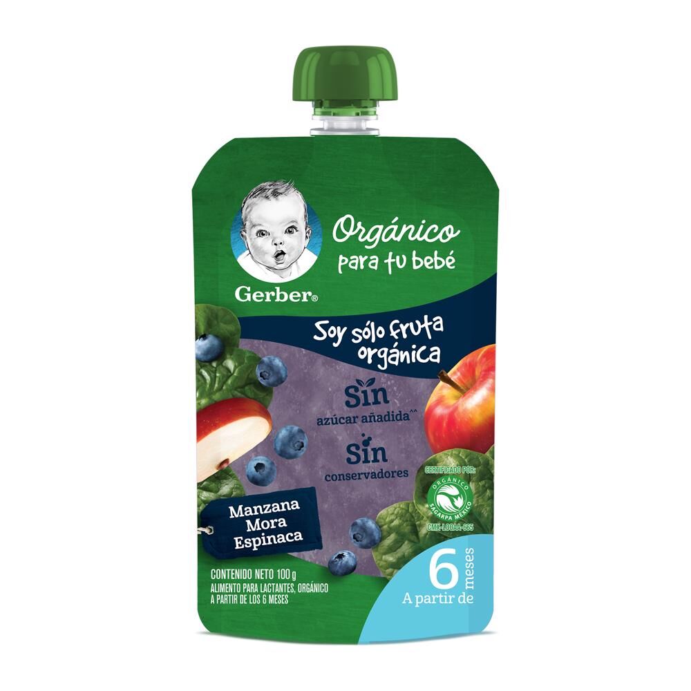 Pouch Organico Mora Azul Espinaca Manzana Gerber 100 0