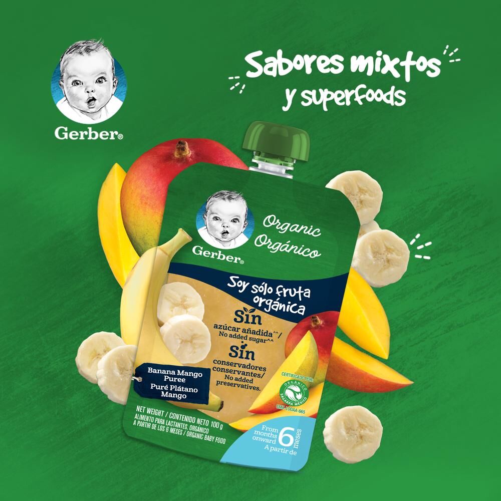 Pouch Organico Mango Platano Gerber 100.0 Gr