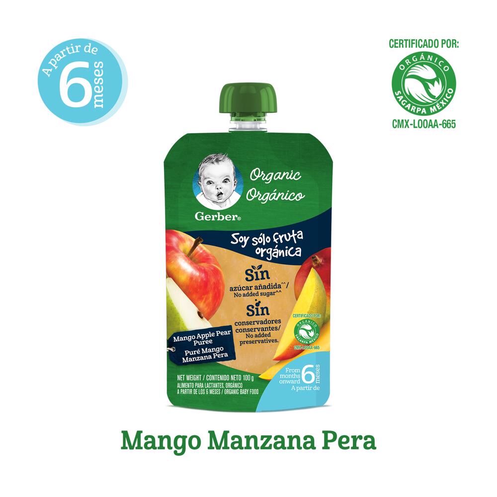 Pouch Organico Manzana Pera Mango Gerber 100.0 Gr