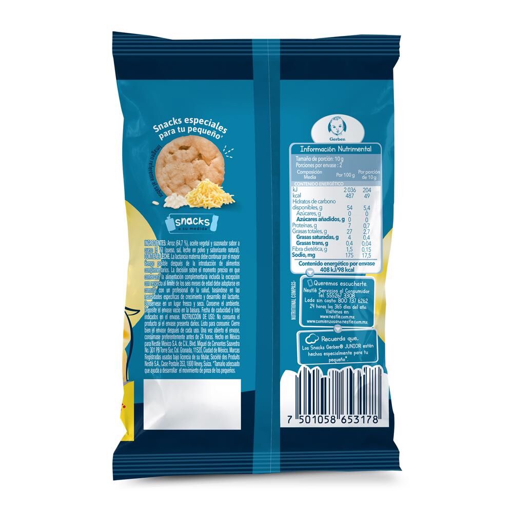 Snacks Junior Tostaditas Sabor Queso Gerber 20.0 Gr