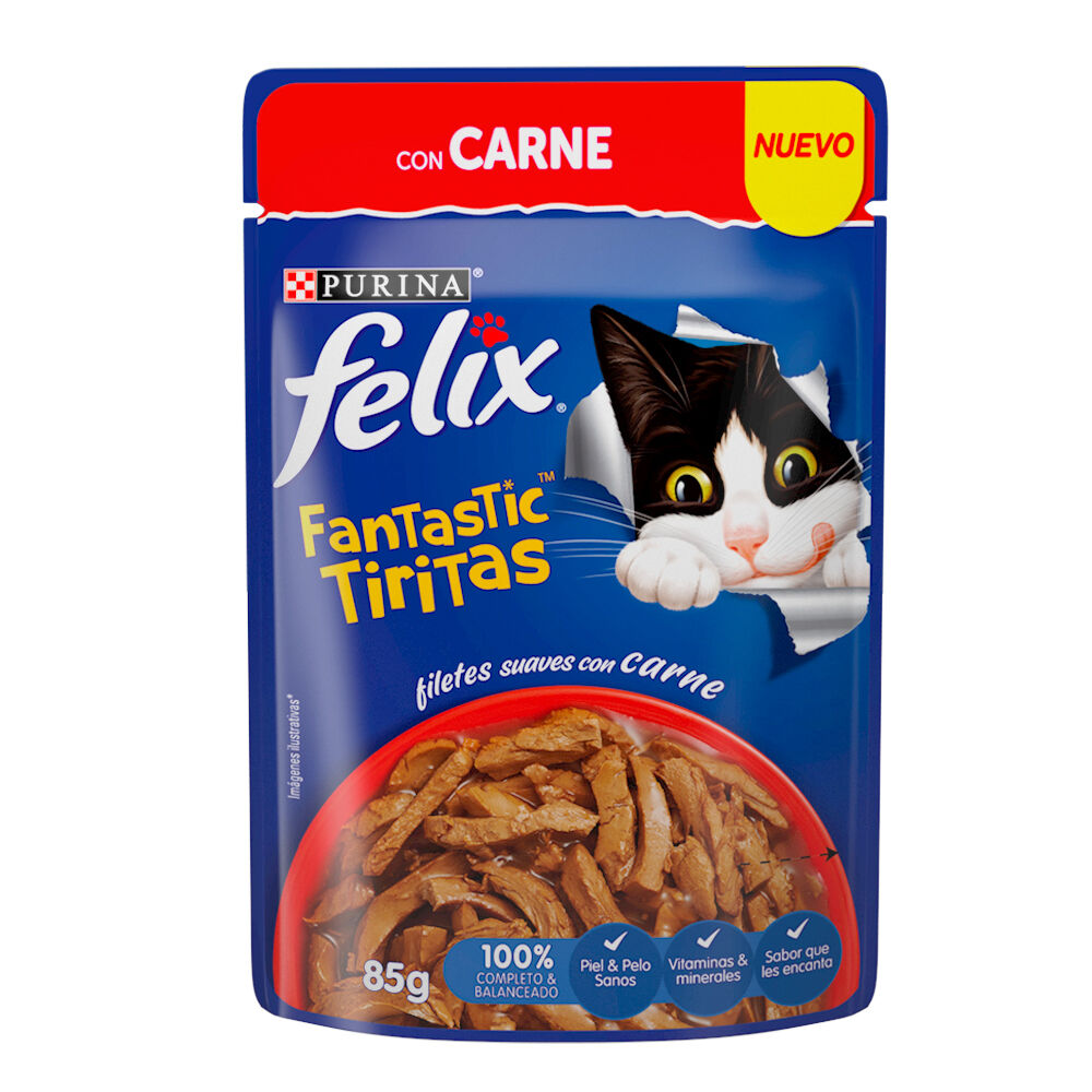 Felix Fantastic Tirita Con Carne Purina 85.0 Gr