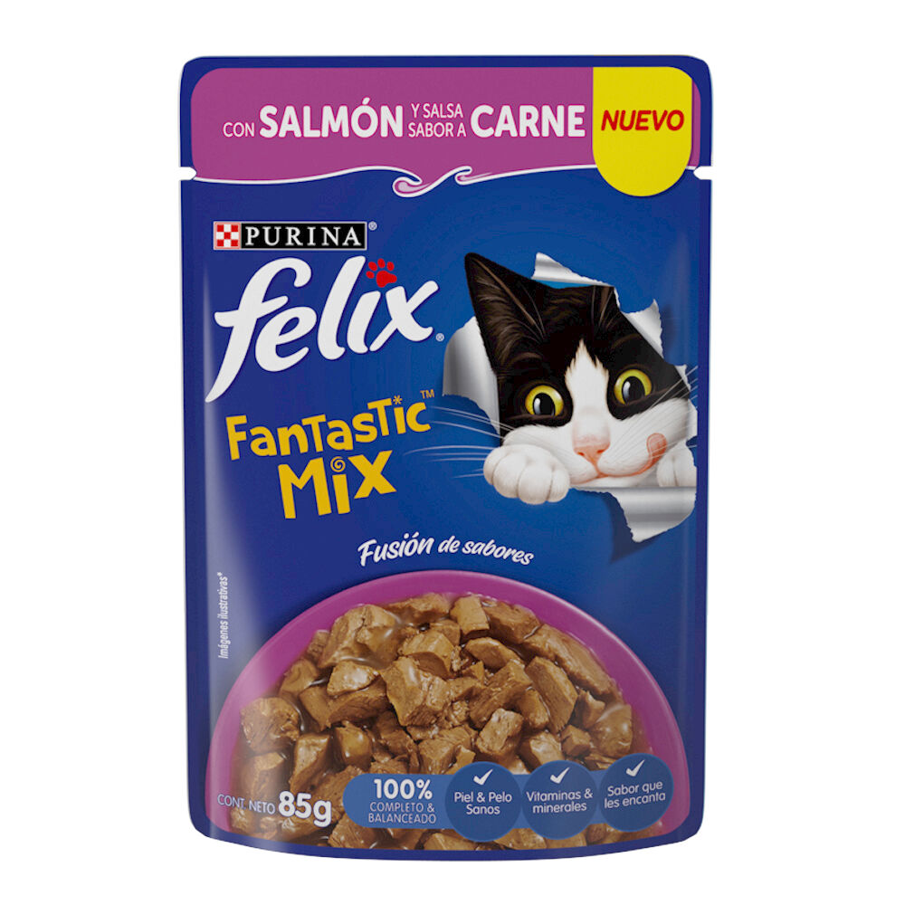 Felix Fantastic Mix De Salmon Y Carne Purina 85.0 Gr