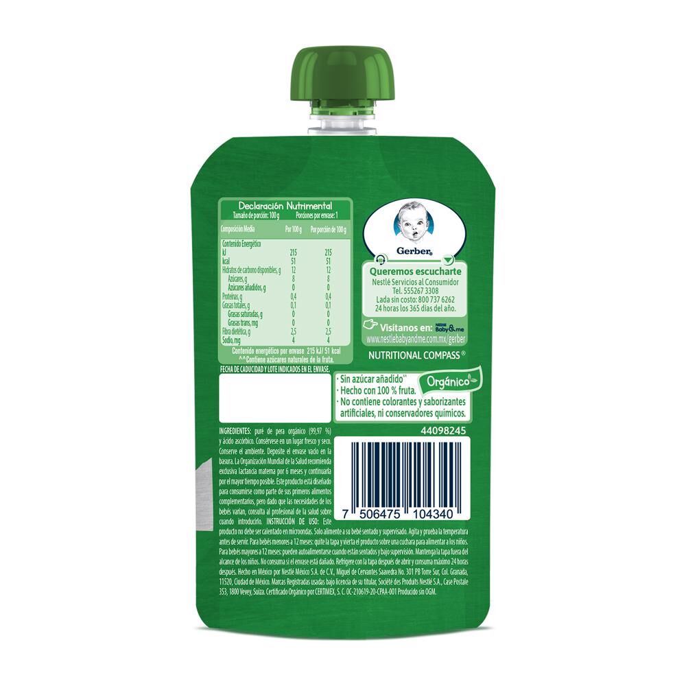 Pouch Organico Pera Gerber 100.0 Gr
