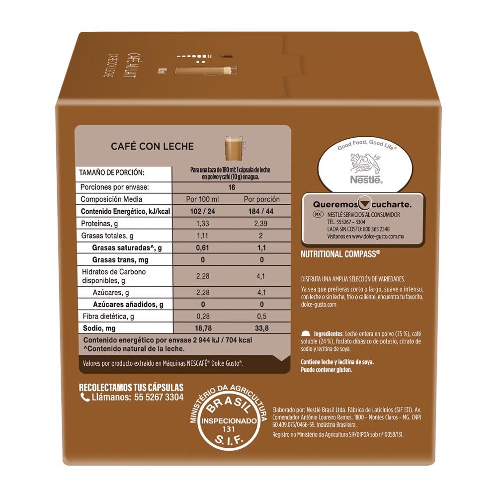 Cafe En Capsulas Aut Lait Dolce Gusto 16 0 Cap