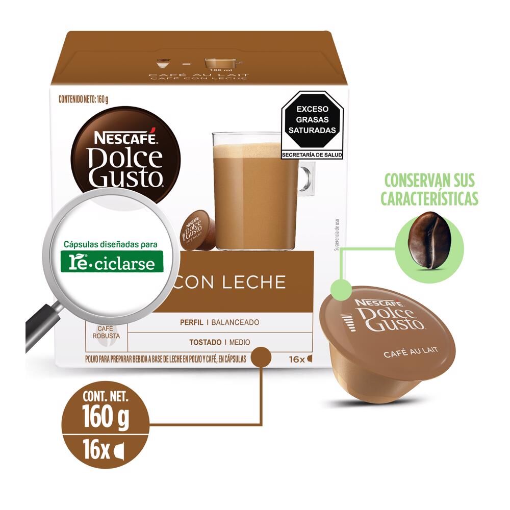 Cafe En Capsulas Aut Lait Dolce Gusto 16 0 Cap