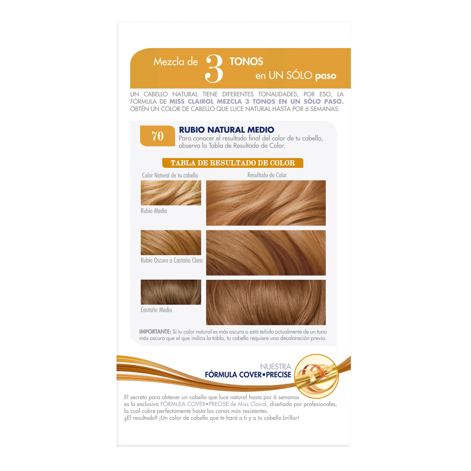 Tinte Cabello Rubio Natural #70 Miss Clairol 1.0 Pza