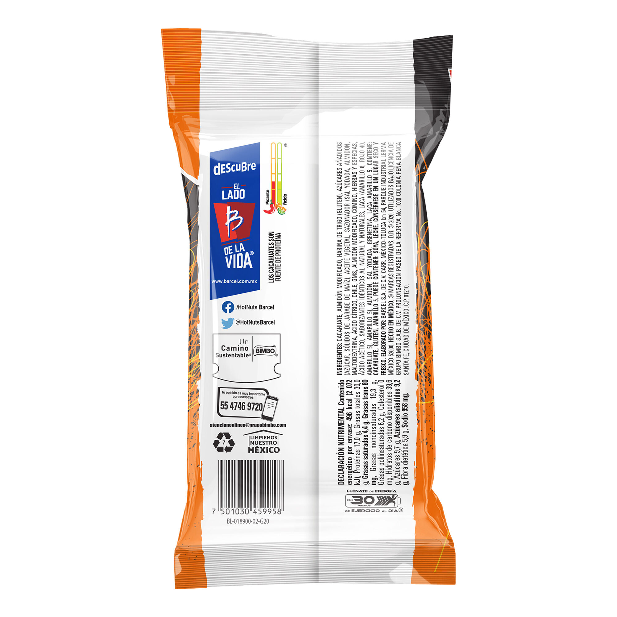 Cacahuates Hot Nuts Multintenso Barcel 100.0 Gr