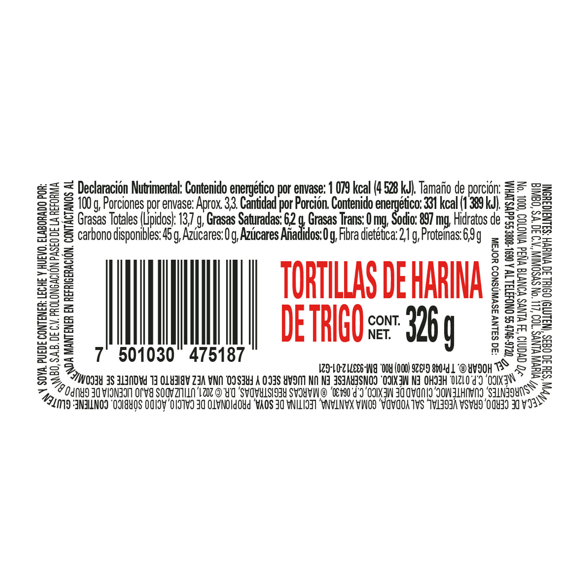 Tortilla De Harina Hermosillo Del Hogar 10.0 Pza
