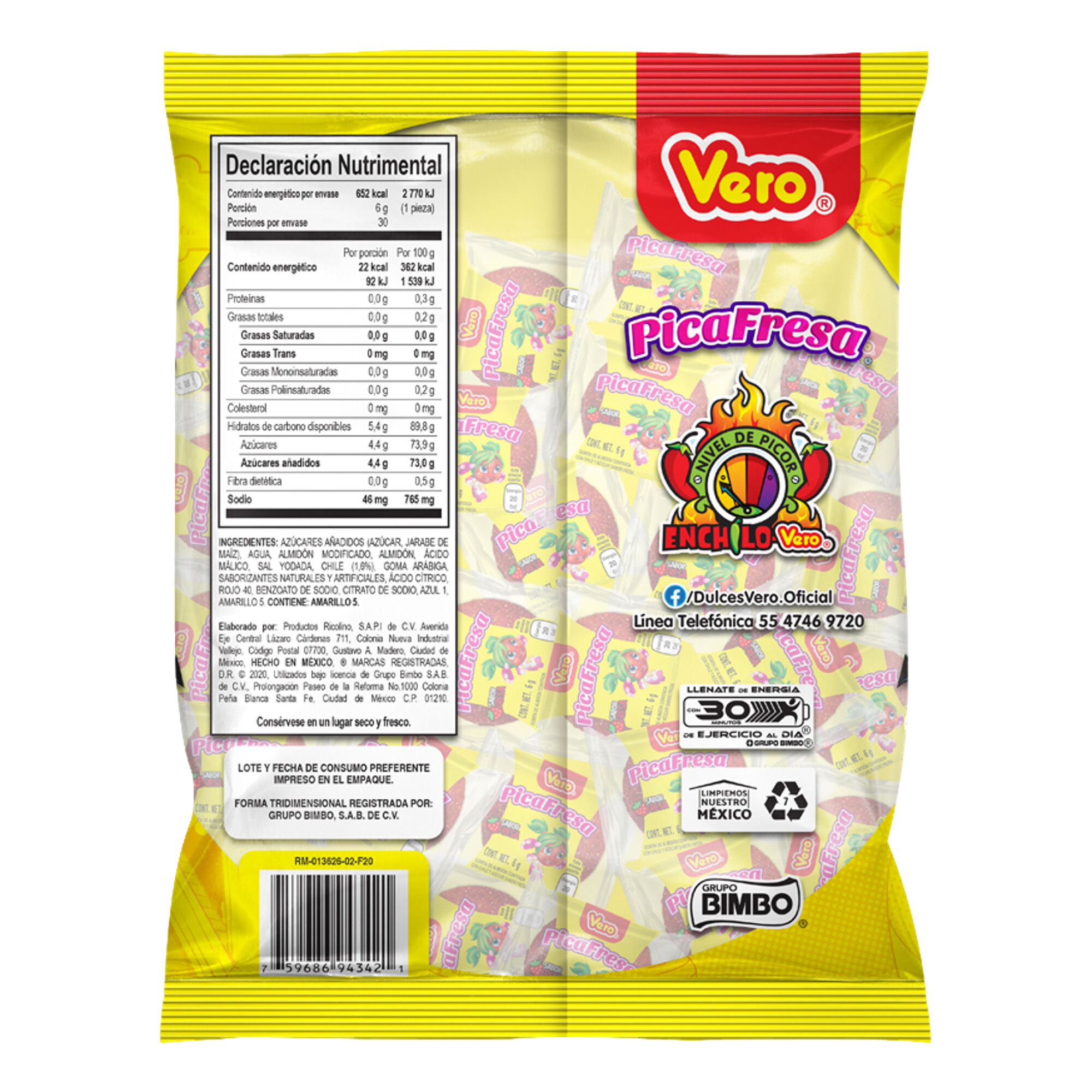 Gomitas Pica Fresa Vero 30.0 Pza