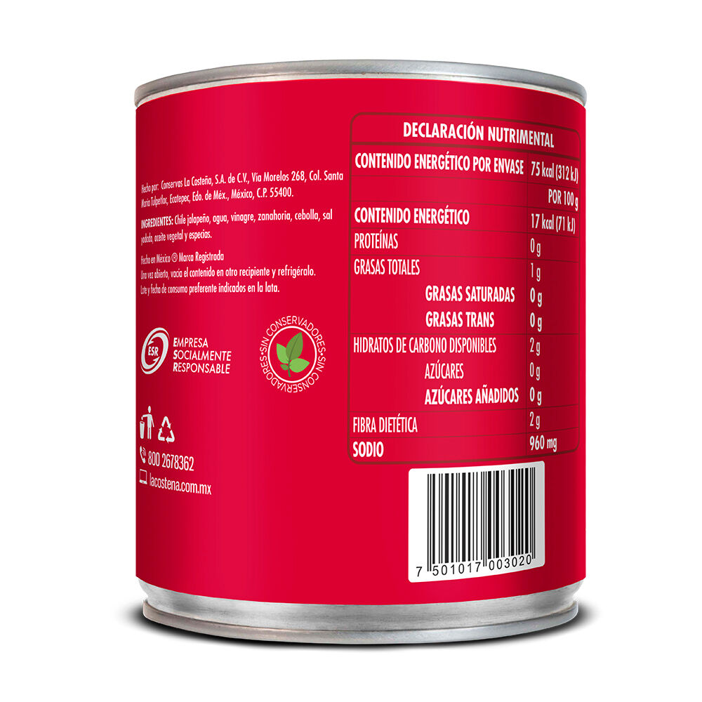 Chile Rajas Verdes La Costeña 820.0 Gr