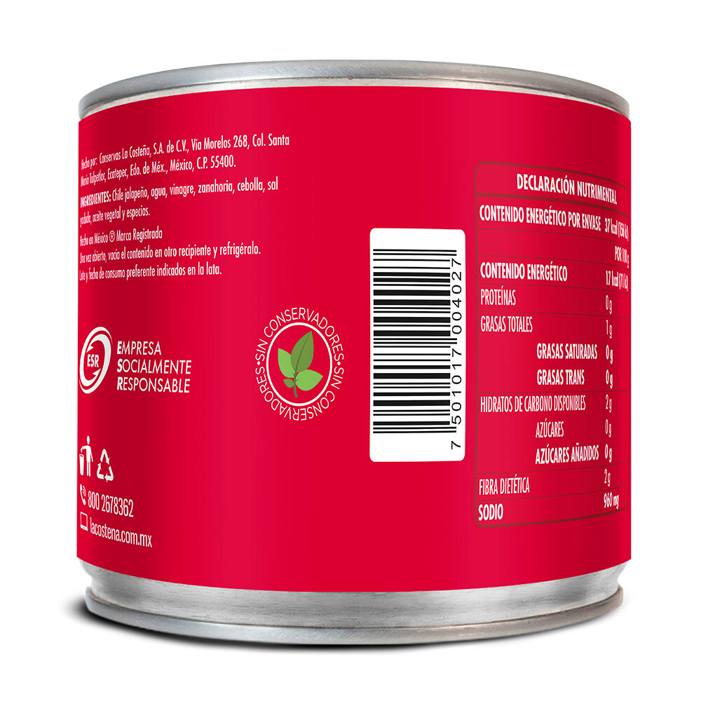 Chile Rajas Verdes La Costeña 380.0 Gr