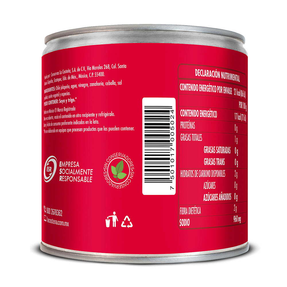 Chile Rajas Verdes La Costeña 220.0 Gr