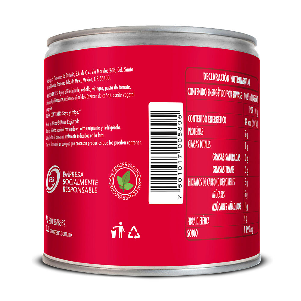 Chile Chipotle Adobado Trocitos La Costeña 220.0 Gr