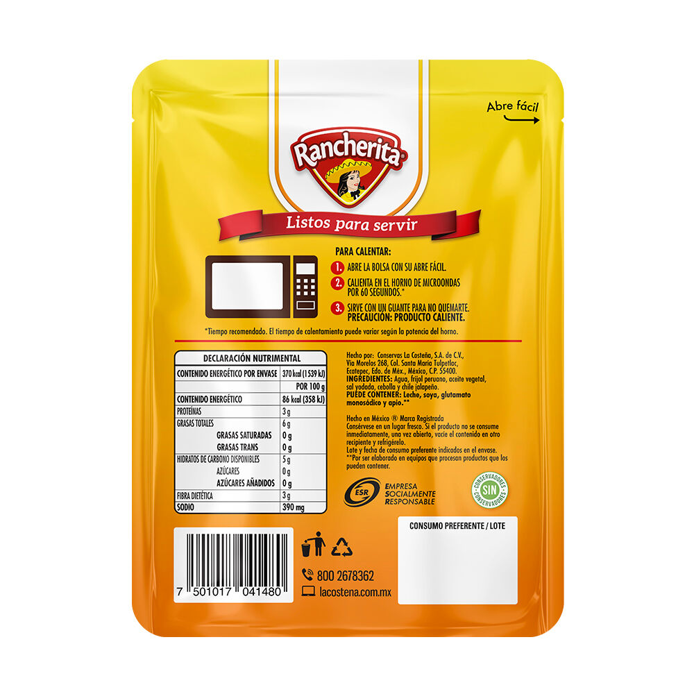Frijol Refrito Peruano Rancherita 430.0 Gr