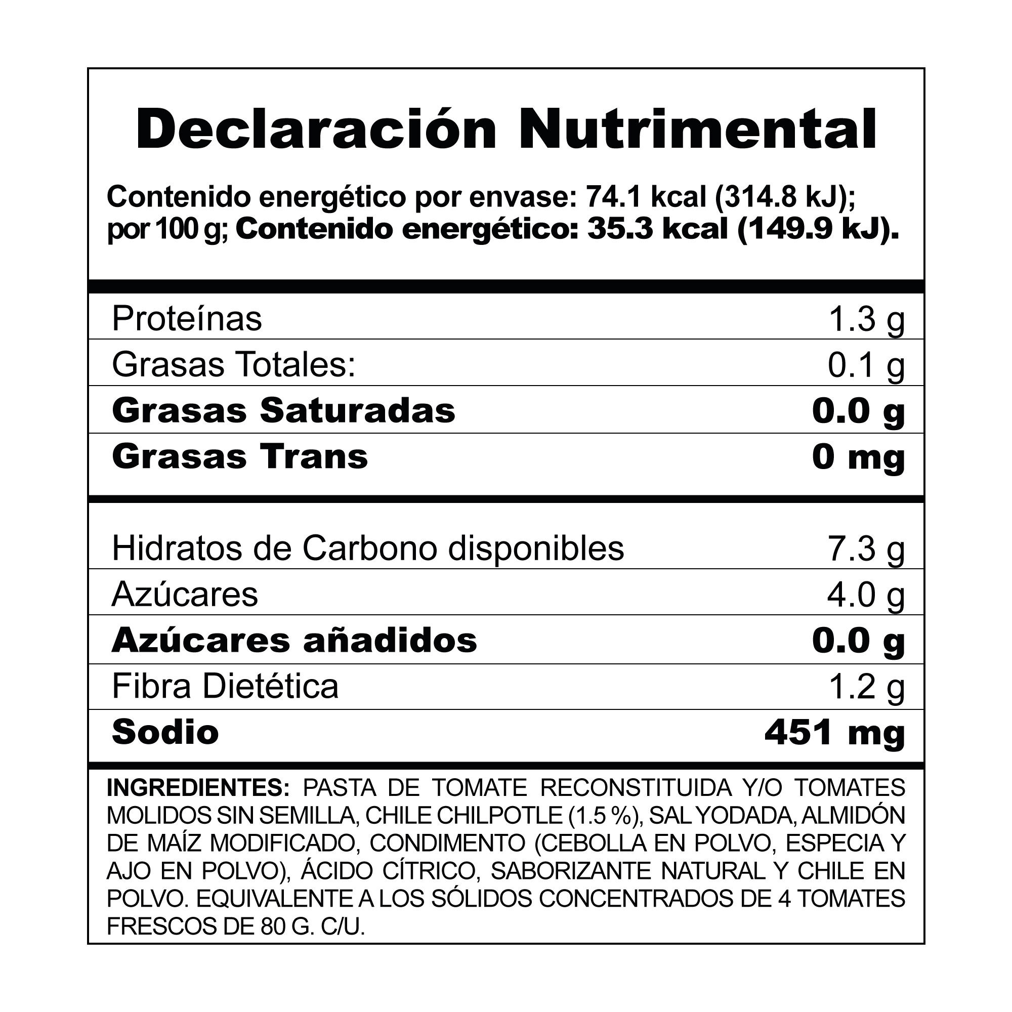Pure De Tomate Con Chipotle Del Fuerte 210.0 Gr