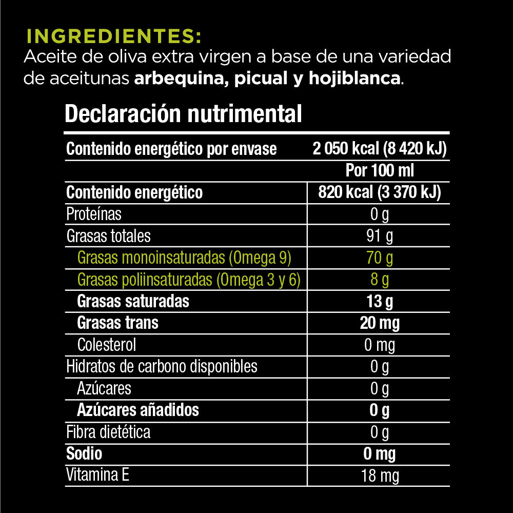Aceite De Oliva Extra Virgen Oli De Nutrioli 250.0 Ml