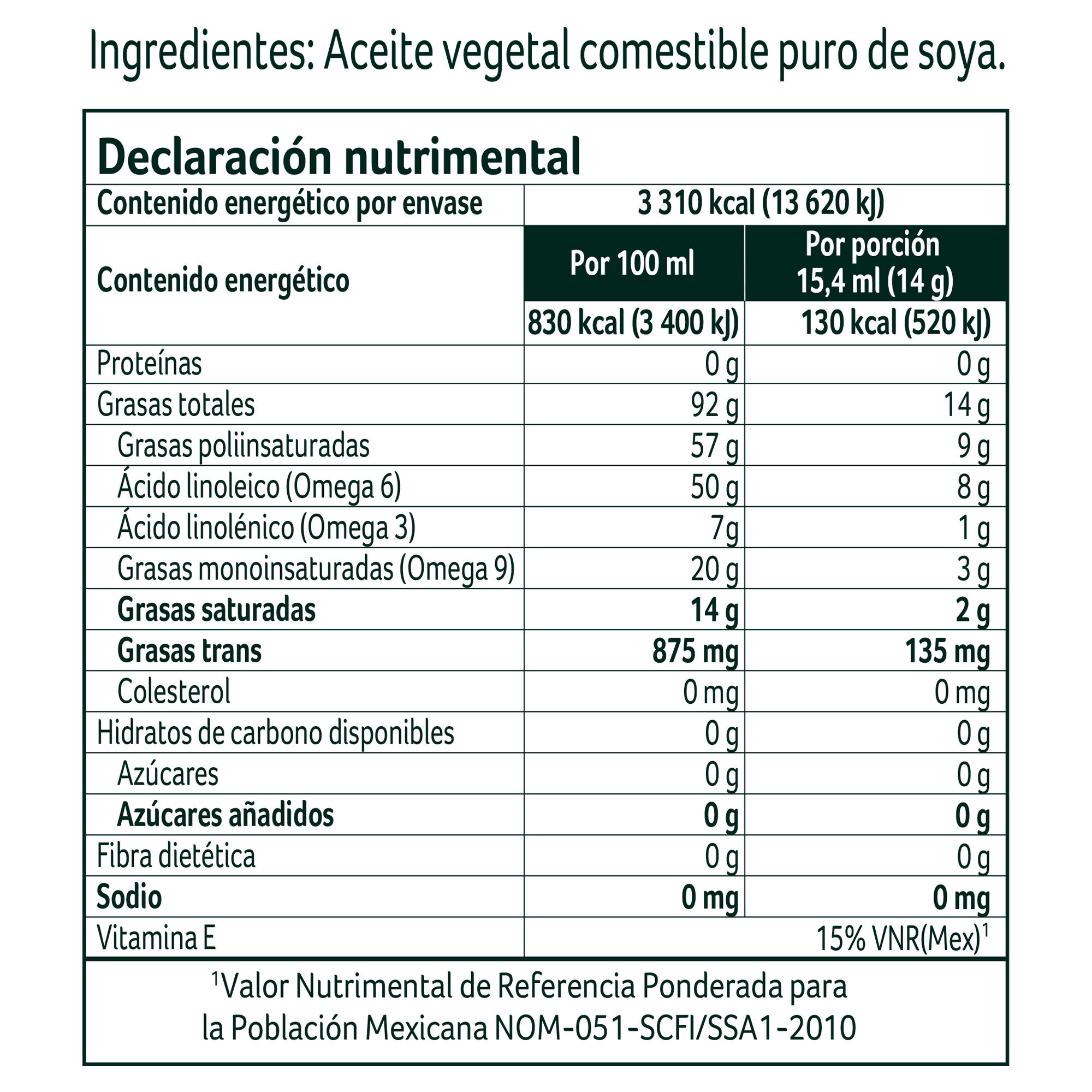 Aceite Soya Nutrioli 400.0 Ml
