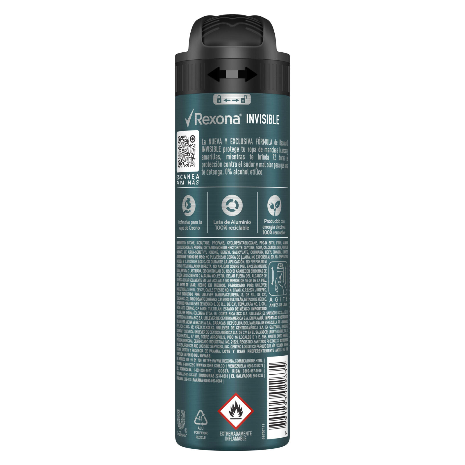 Desodorante Aerosol Invisible Rexona 90.0 Gr
