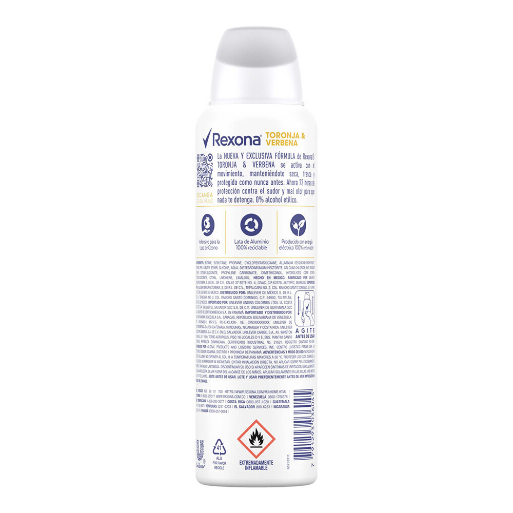 Deo Aerosol Pomelo & Verbena Rexona 90.0 Gr