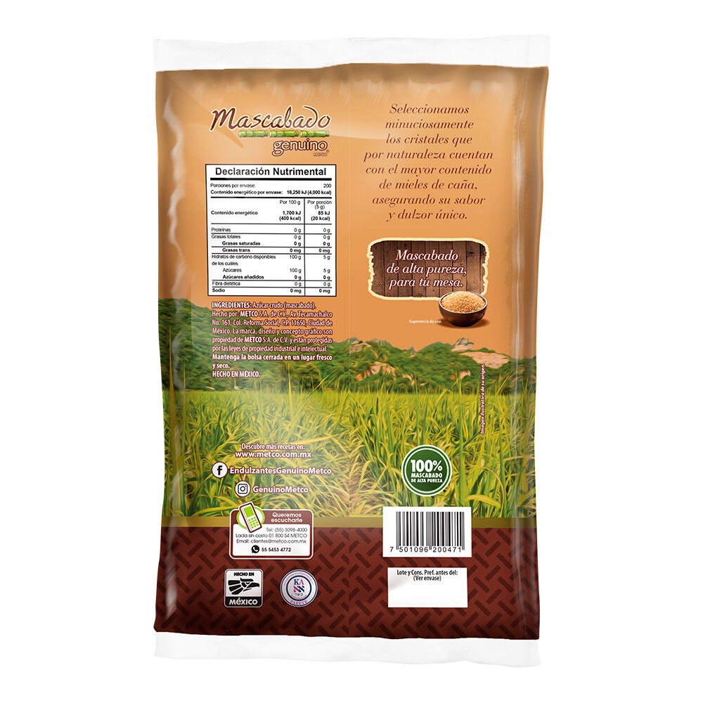 Azucar Genuino Mascabado Metco 1.0 Kg