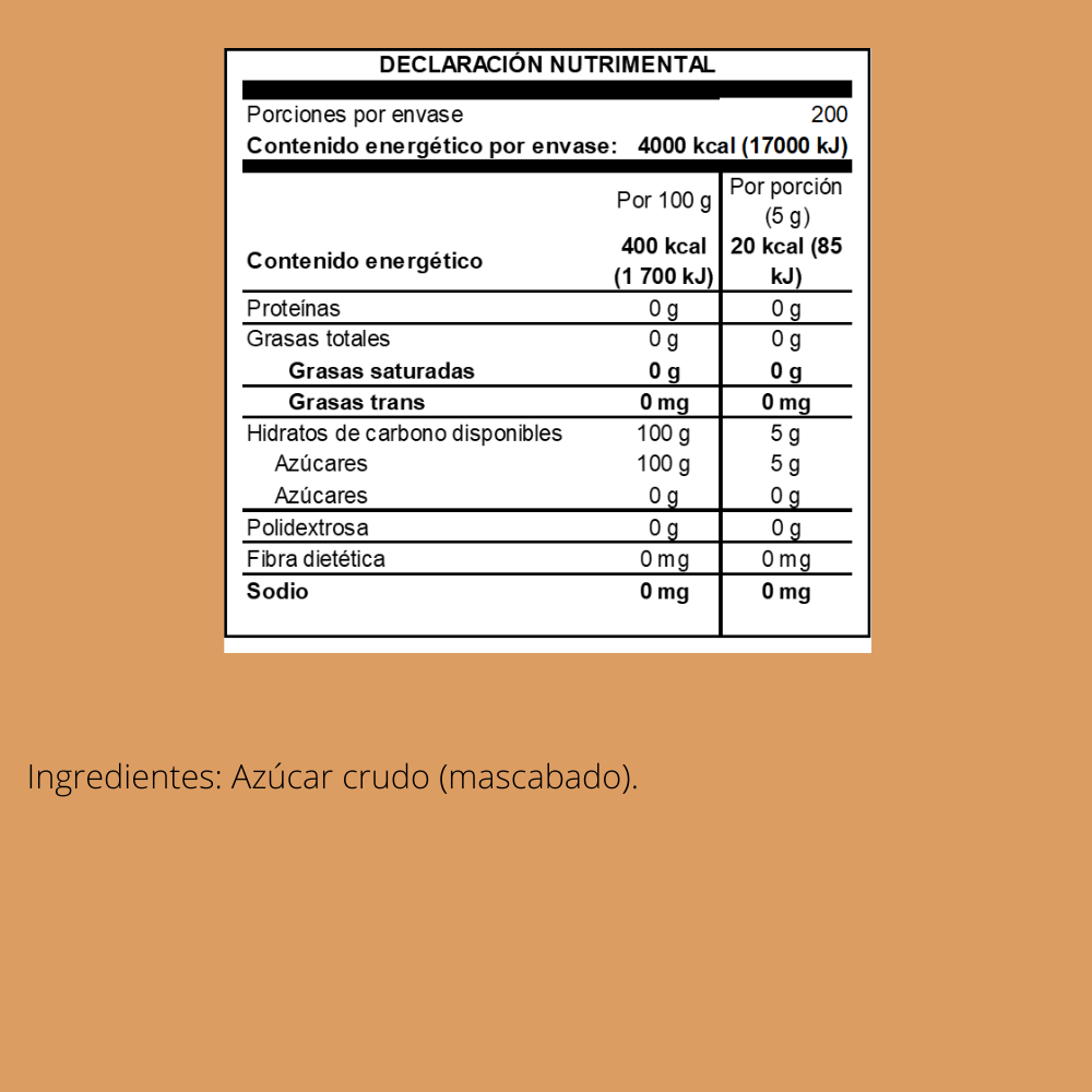 Azucar Genuino Mascabado Metco 1.0 Kg