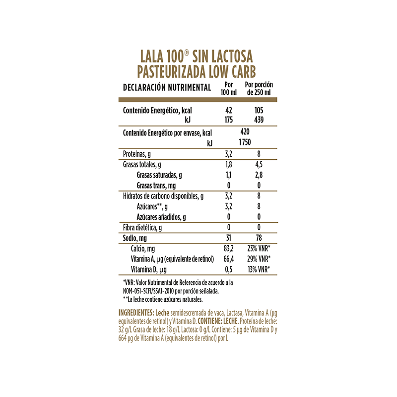 Leche Sin Lac Reduc En Grasa Lala 100 1.0 Lt