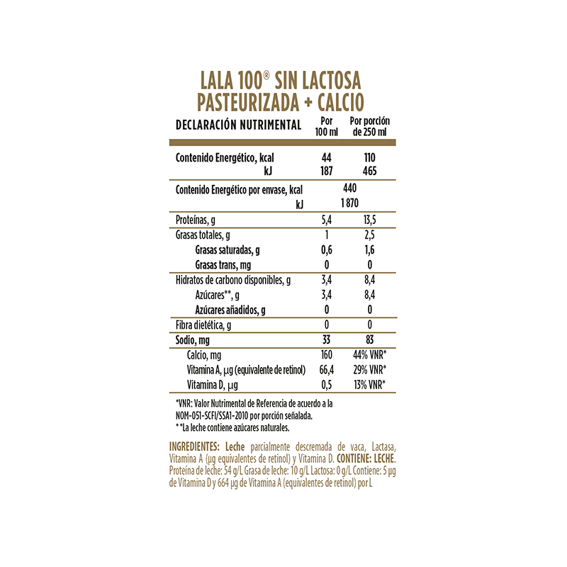 Leche Calcio Sin Lactosa Lala 100 1.0 Lt