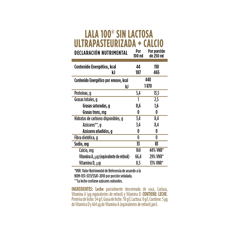 Uht Semidesc 100 % Sin Lactosa Lala 1.0 Lt