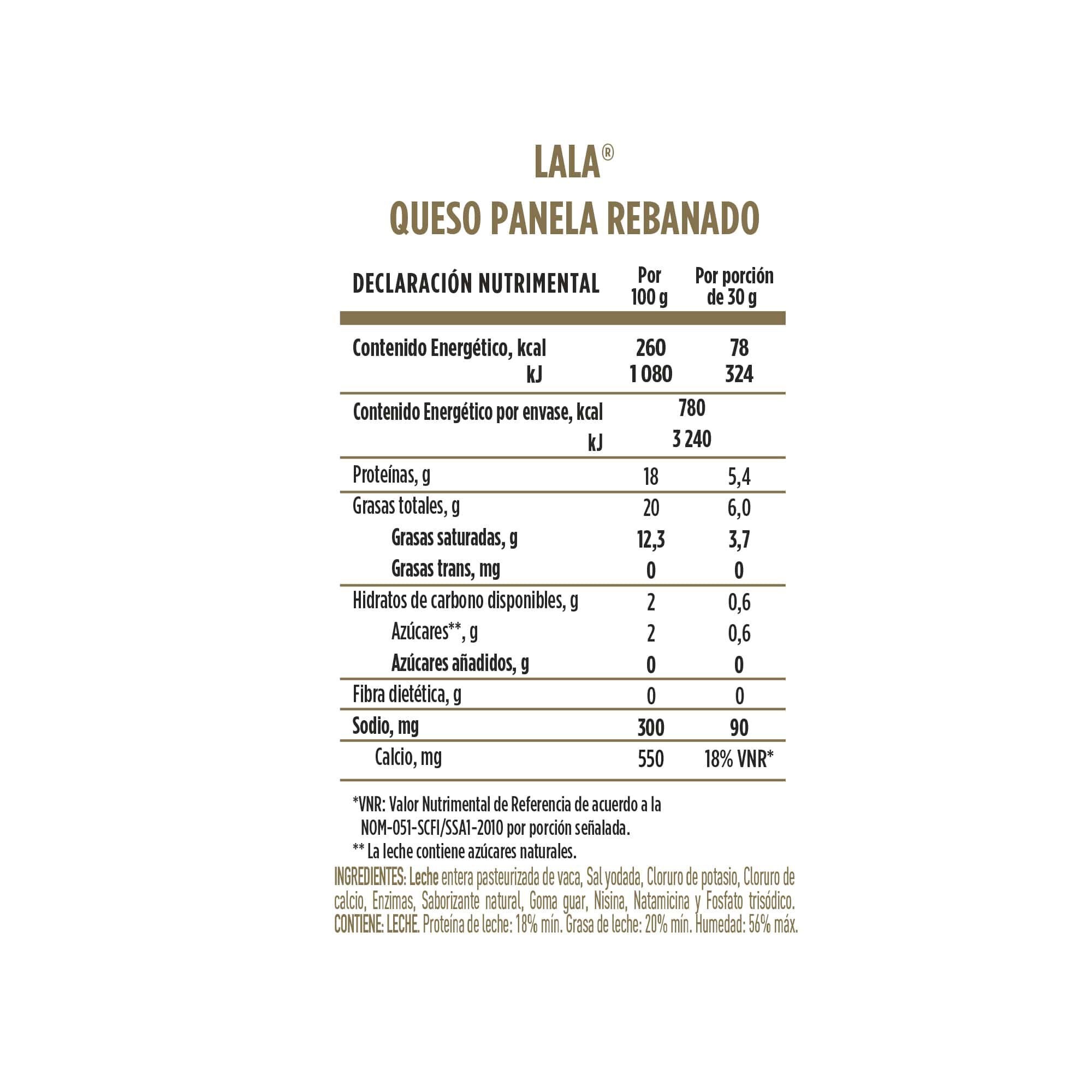 Queso Panela Rebanado Lala 300.0 Gr