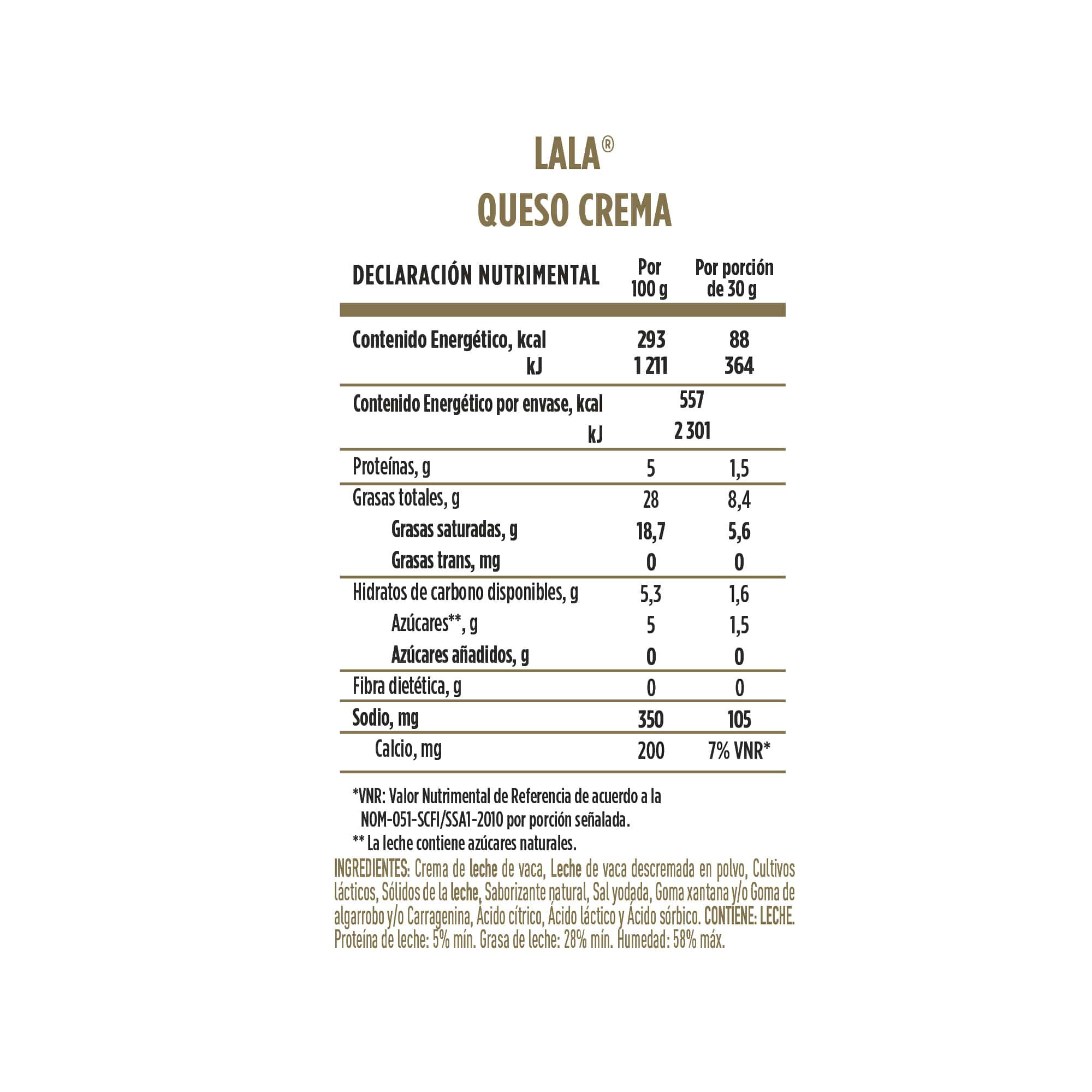 Queso Crema Lala 190.0 Gr