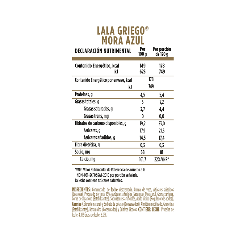 Yoghurt Griego Mora Azul Lala 120.0 Gr