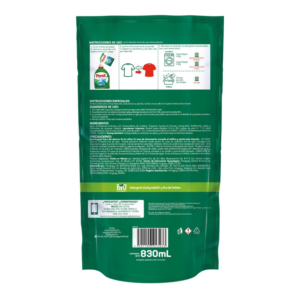 Detergente Liquido Pouch Regular Persil 830.0 Ml