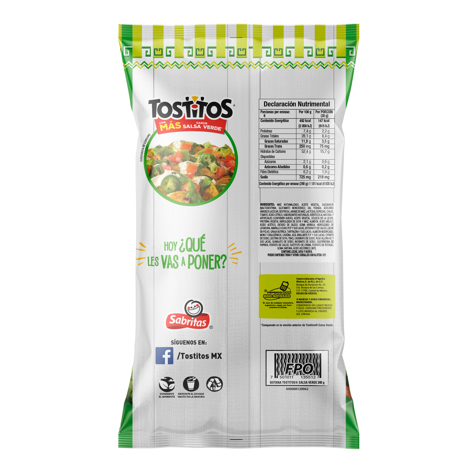 Tostitos Salsa Verde Sabritas 240.0 Gr