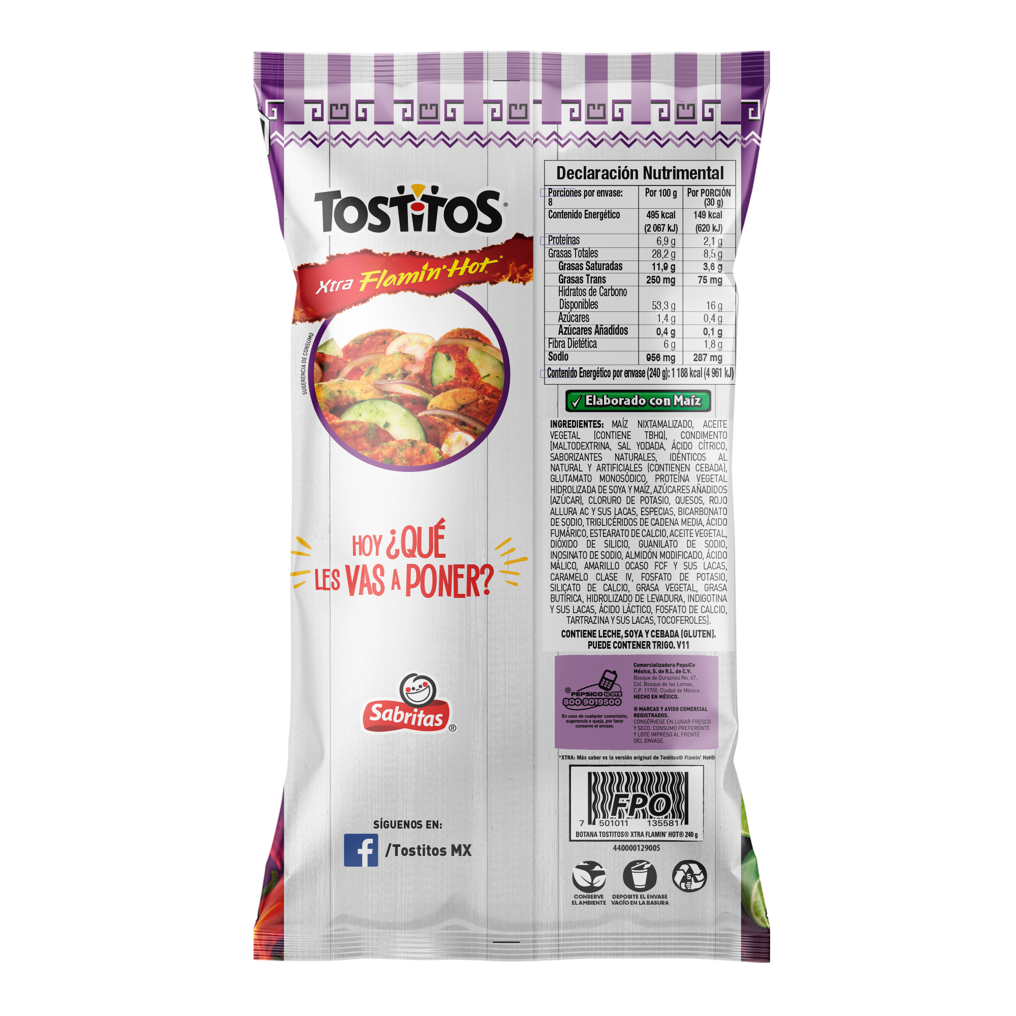 Tostitos Flamin Hot Sabritas 240.0 Gr
