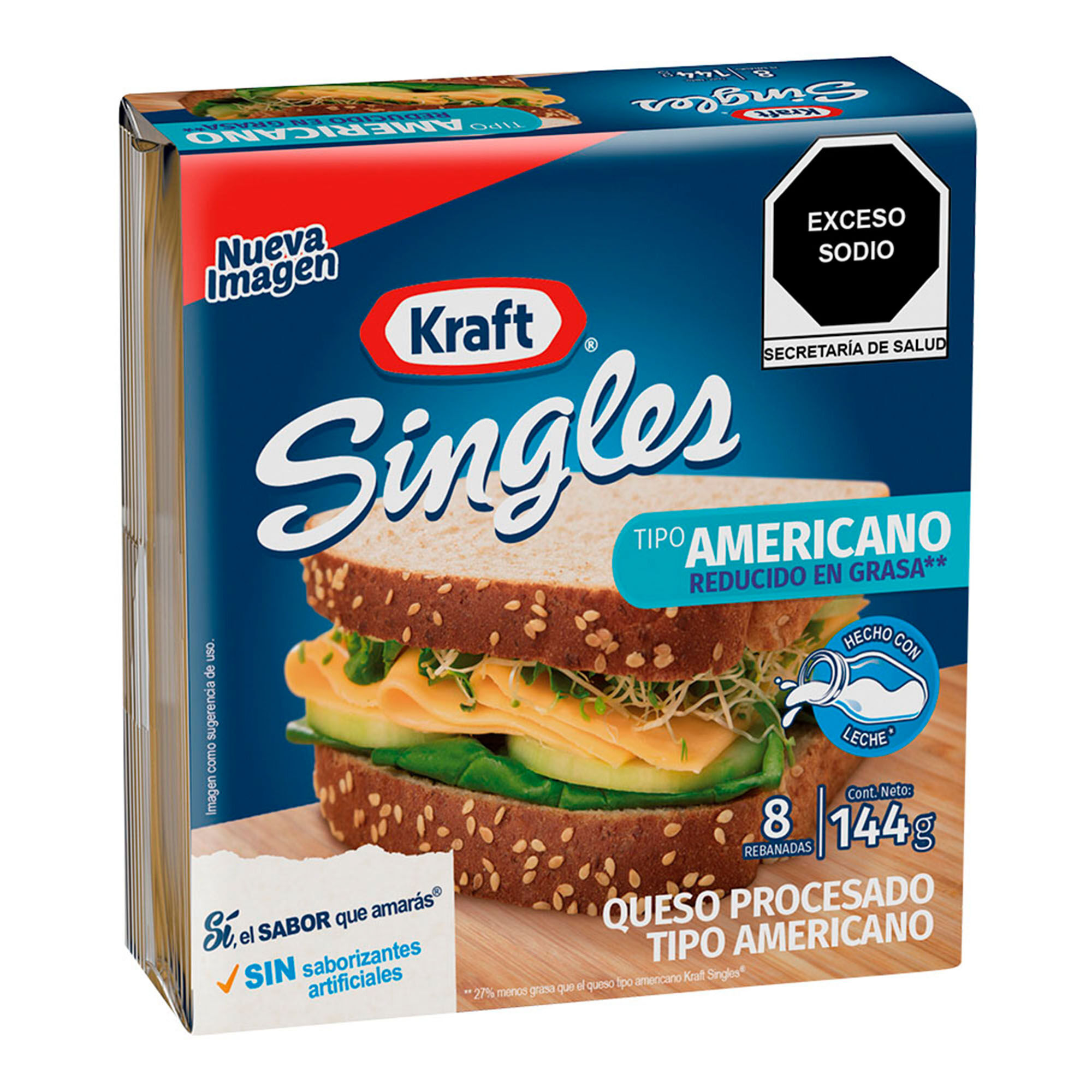 Queso Americano Bajo En Grasa Kraft Singles 144.0 Gr