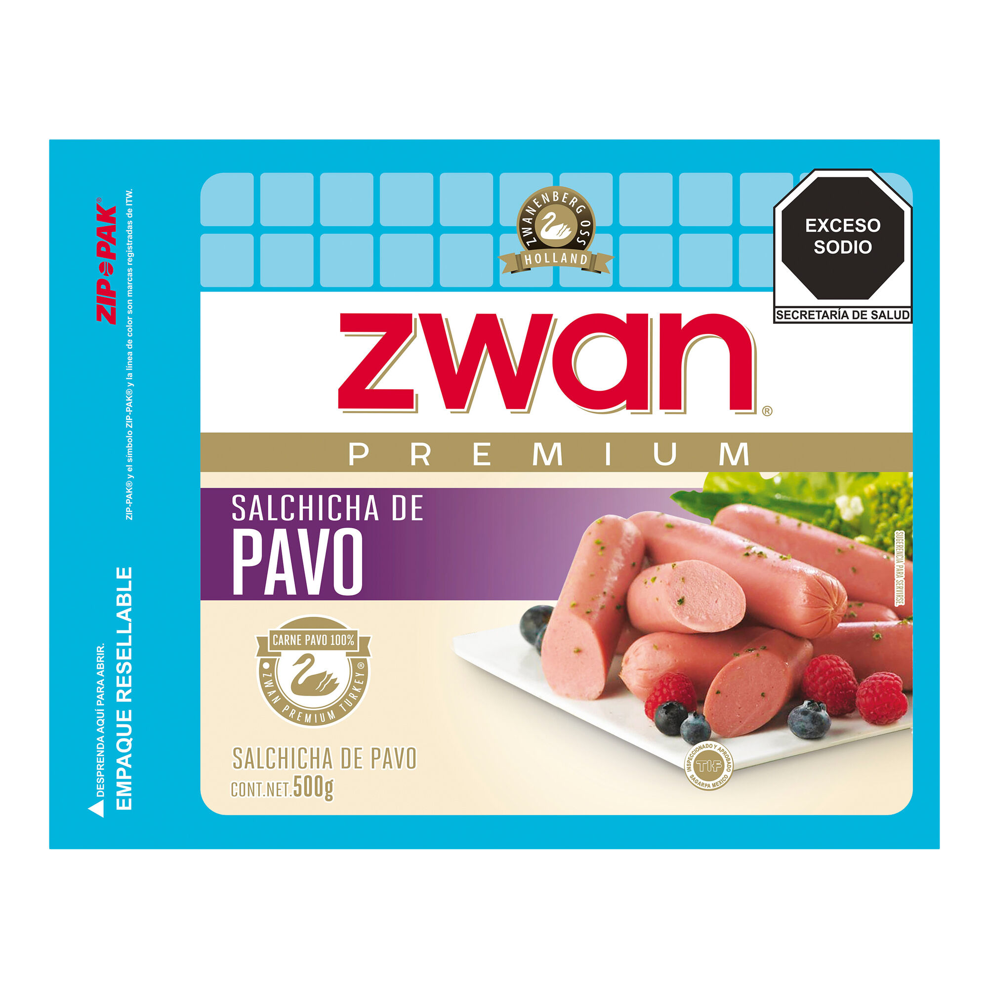 Salchicha Pavo Zwan 500.0 Gr