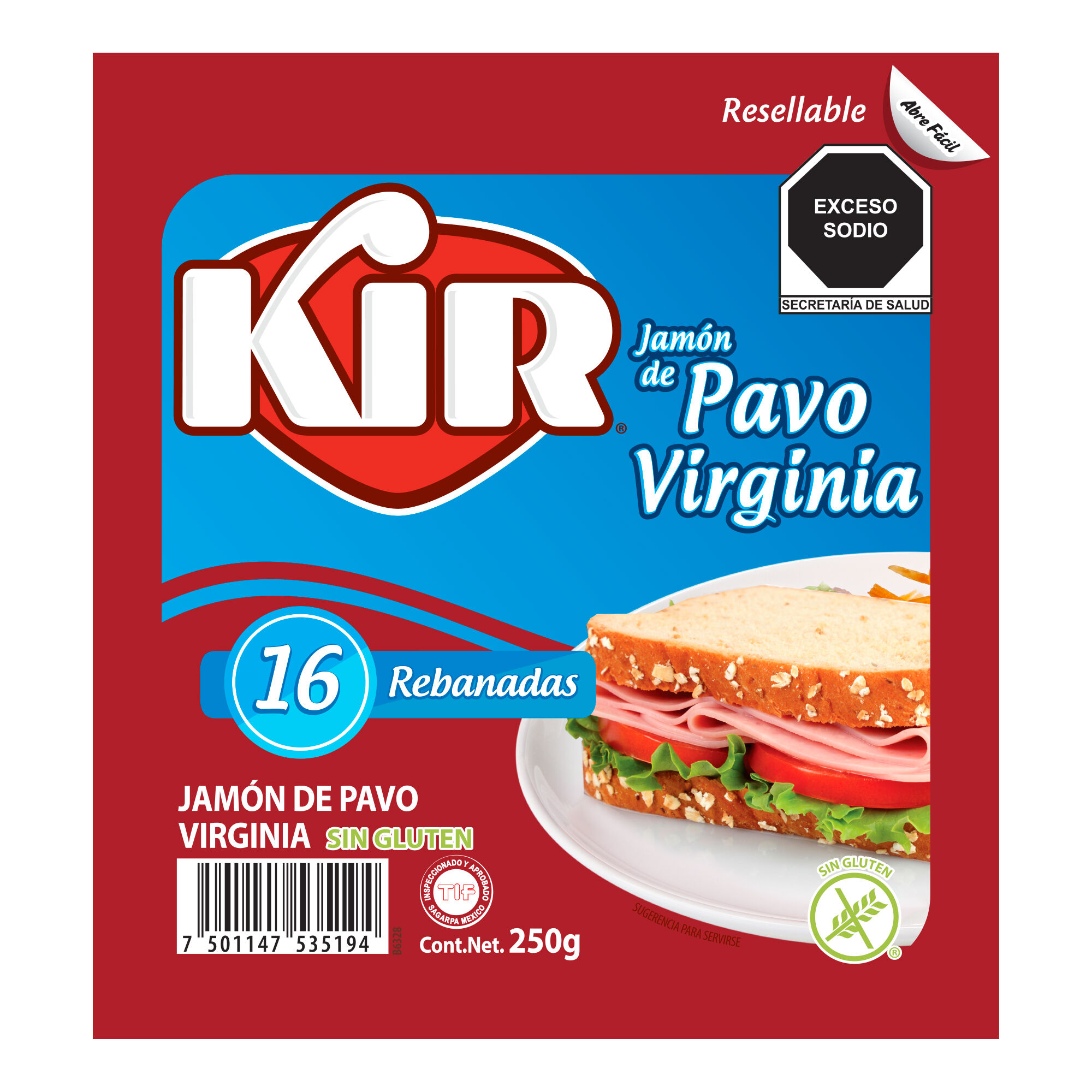 Jamon Virginia De Pavo Kir 250.0 Gr