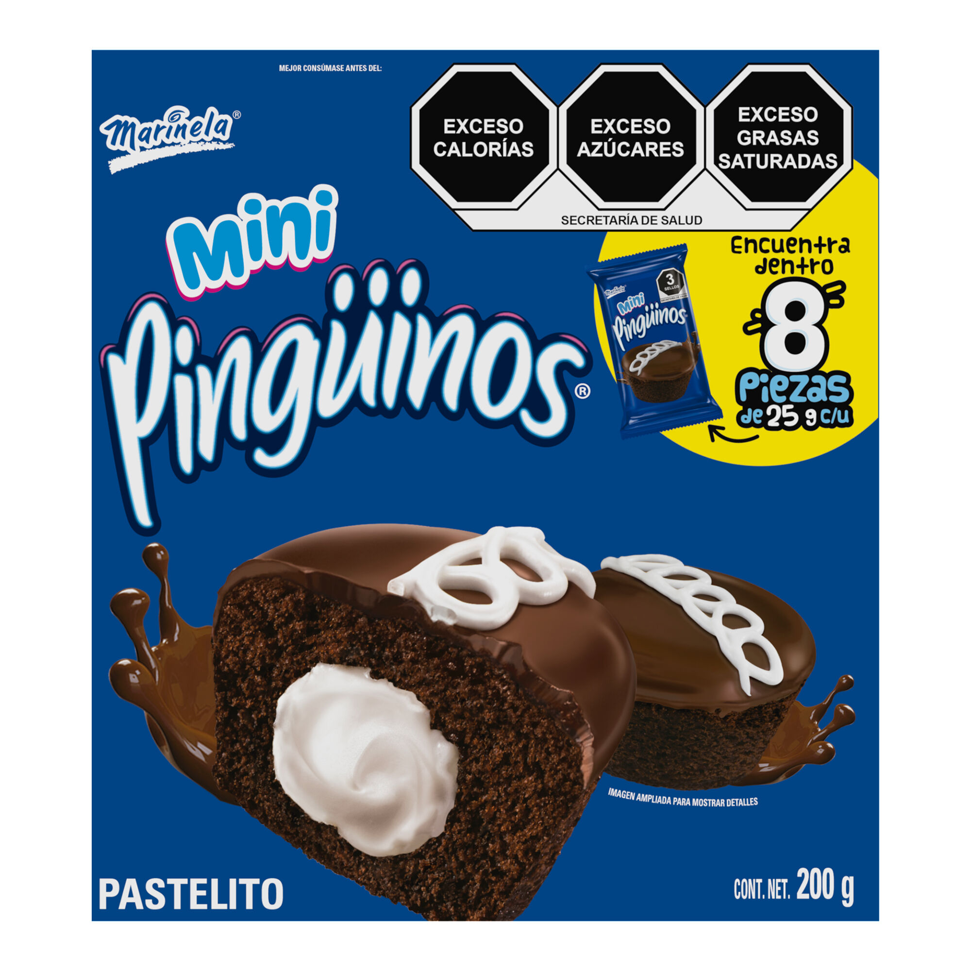 Mini Pinguino Cajilla 8 Pz Marinela 200.0 Gr