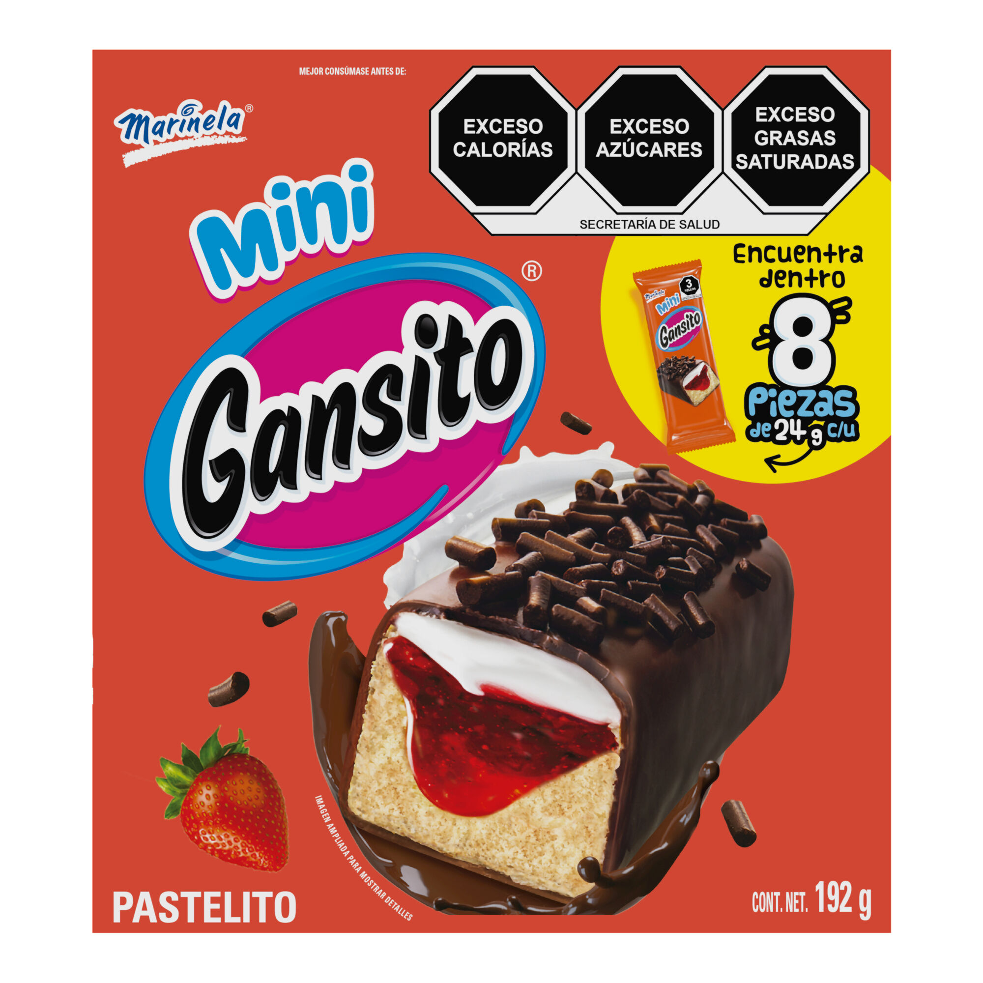 Mini Gansito Cajilla 8 Pz Marinela 192.0 Gr